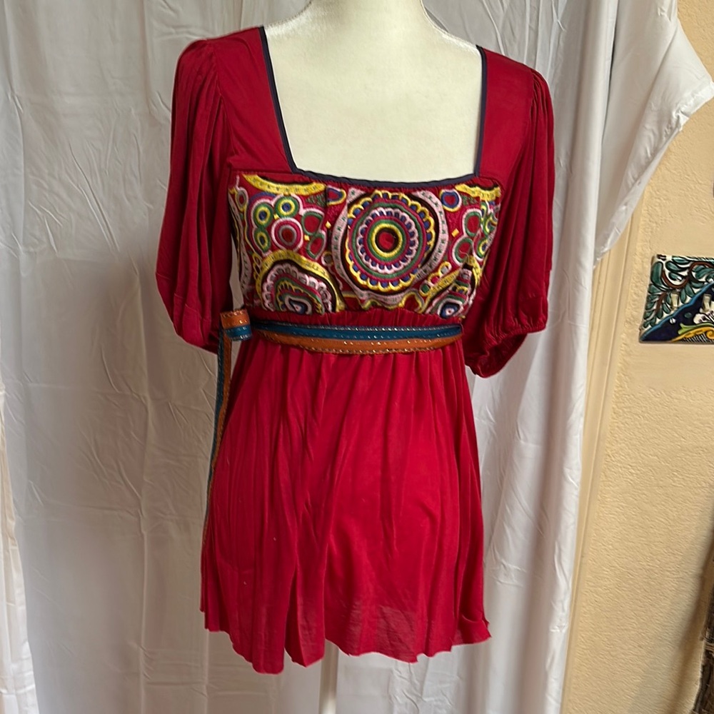 NWOT Anthropologie Bohemian Embroidered Women's Peplum Top
